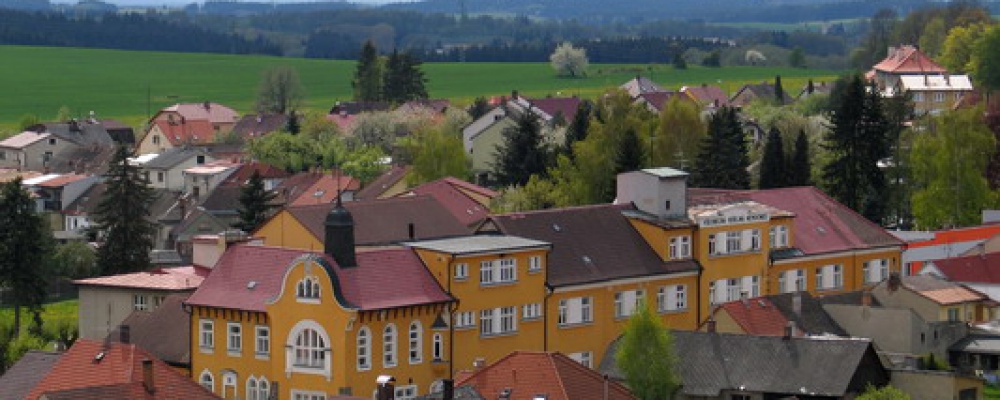 Geriatrické centrum Počátky - Pohled z věže místního kostela.